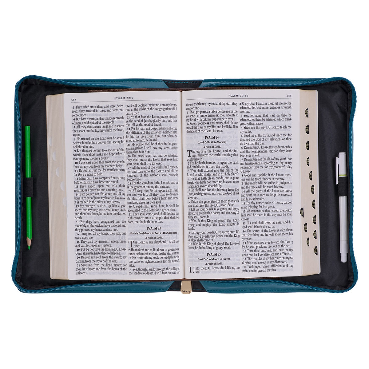 God's Grace Teal Paisley Faux Leather Fashion Bible Cover