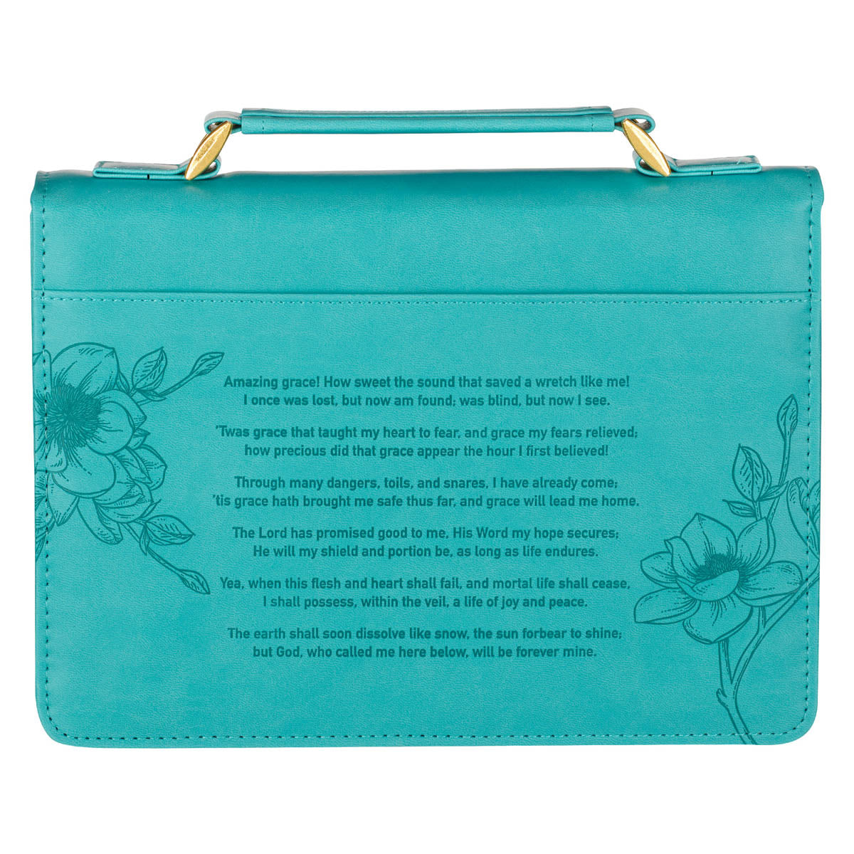 Amazing Grace Floral Teal Faux Leather Fashion Bible Cover
