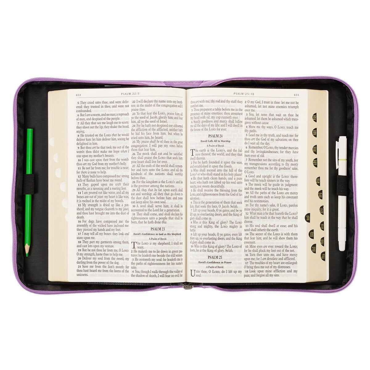 Be Still & Know Purple Laurel Faux Leather Fashion Bible Cover - Psalm 46:10