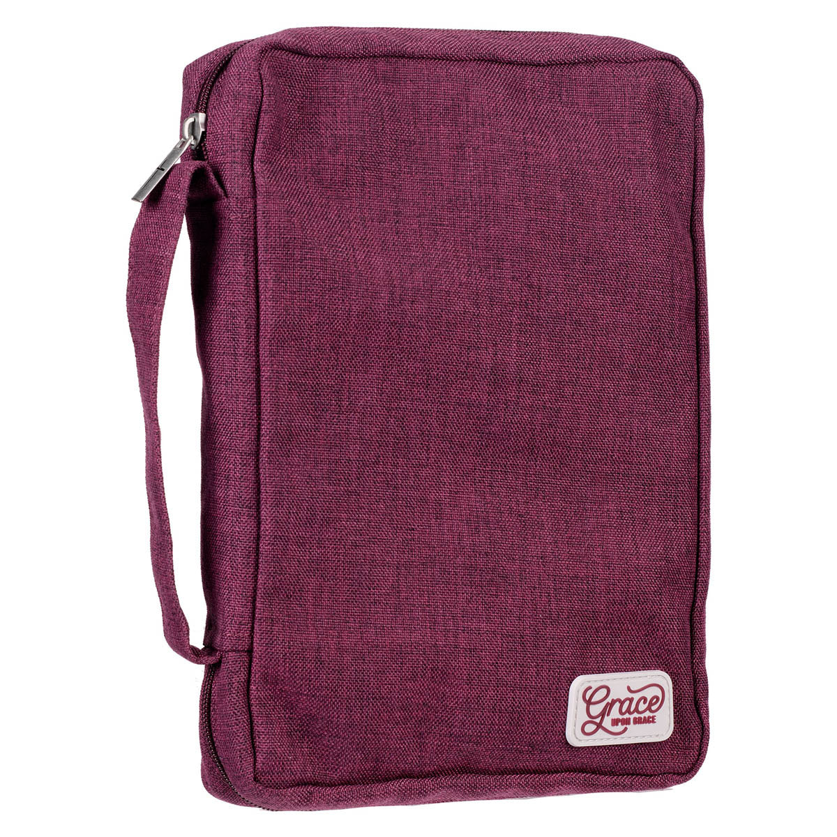 Plum Poly-Canvas Value Bible Cover with Grace Badge - John 1:16