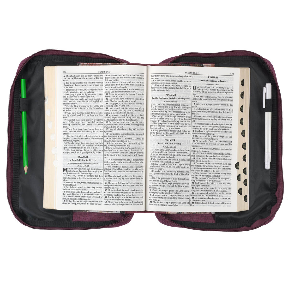Plum Poly-Canvas Value Bible Cover with Grace Badge - John 1:16