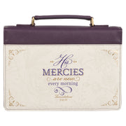 His Mercies Are New Dark Amethyst Purple Fashion Bible Cover - Lamentations 3:22-23