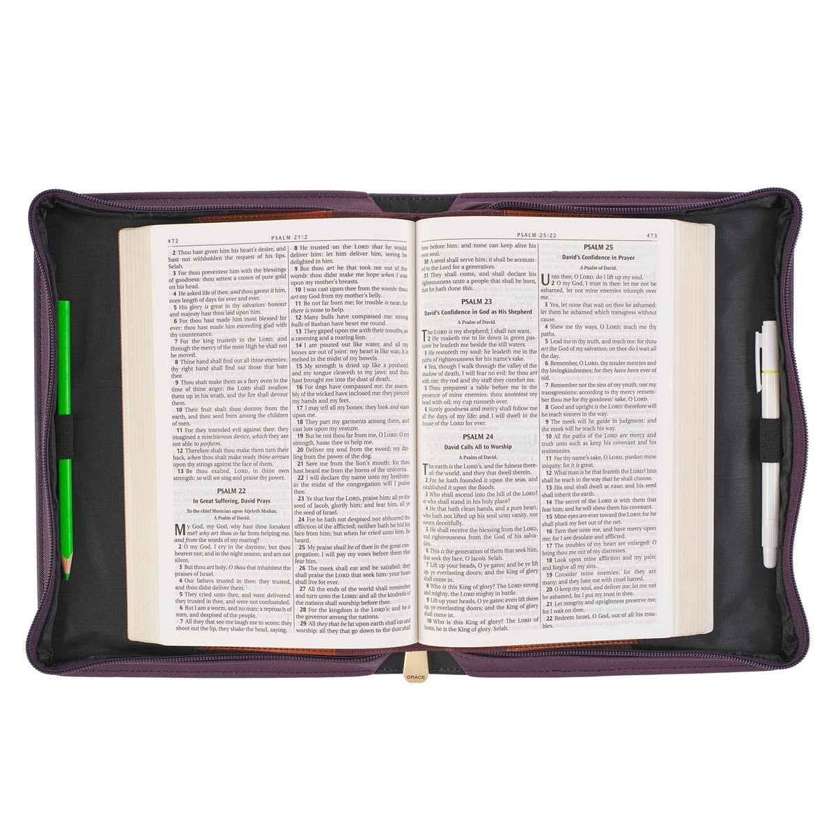 His Mercies Are New Dark Amethyst Purple Fashion Bible Cover - Lamentations 3:22-23