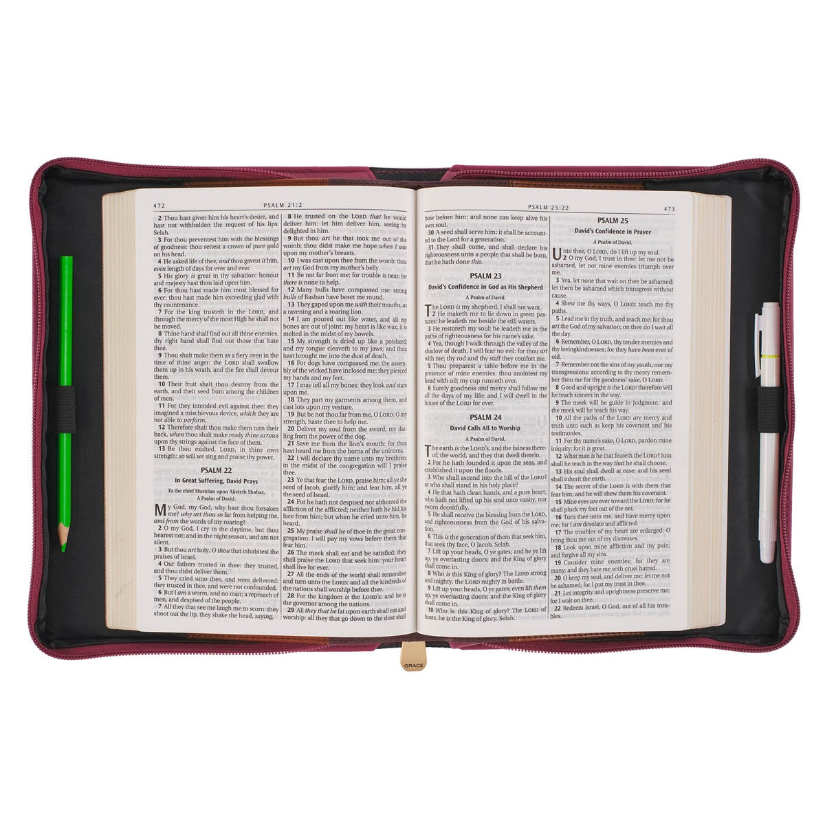Trust in the LORD Floral Pomegranate Red Faux Leather Fashion Bible Cover - Proverbs 3:5