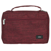 Cranberry Red Poly-canvas Value Bible Cover with Ichthus Patch