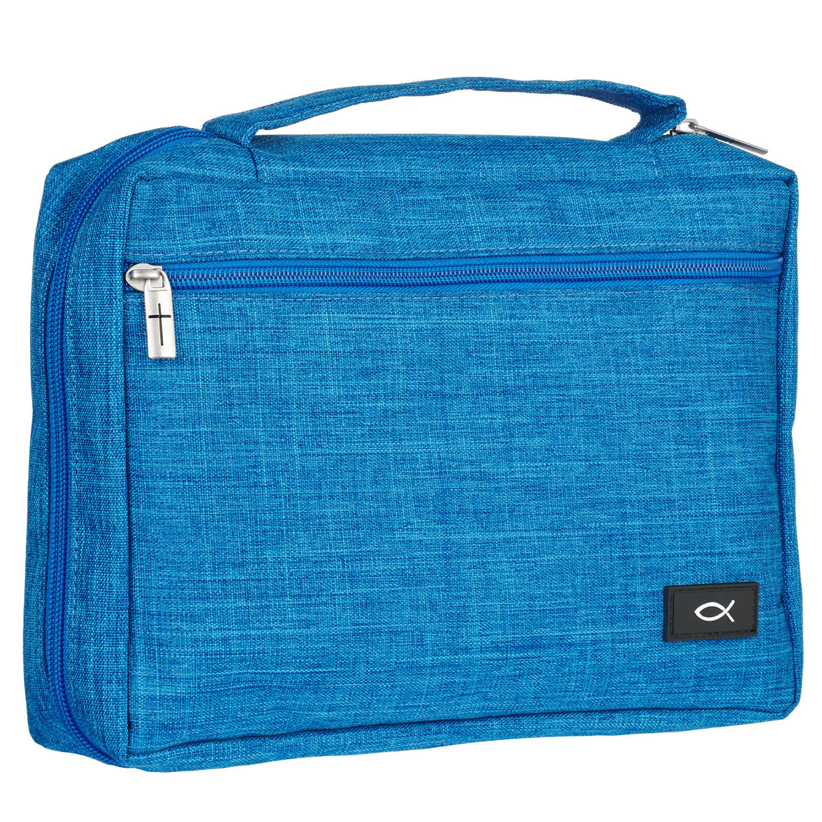Caribbean Blue Poly-canvas Value Bible Cover with Ichthus Patch