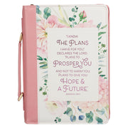 Plans Pink Bouquet Faux Leather Fashion Bible Cover - Jeremiah 29:11