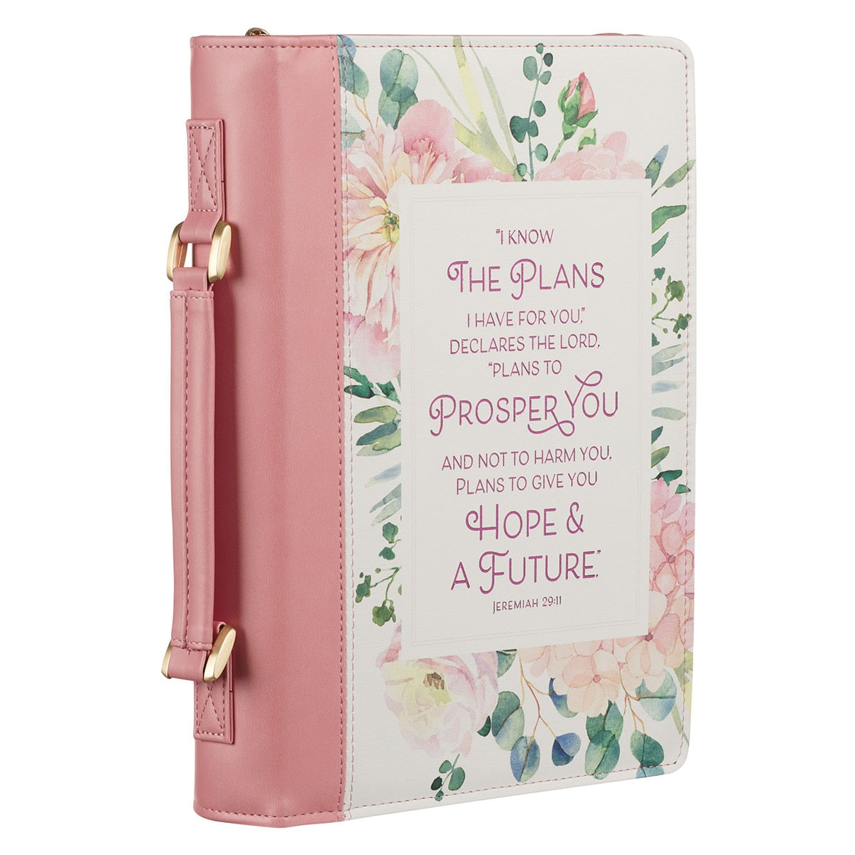 Plans Pink Bouquet Faux Leather Fashion Bible Cover - Jeremiah 29:11