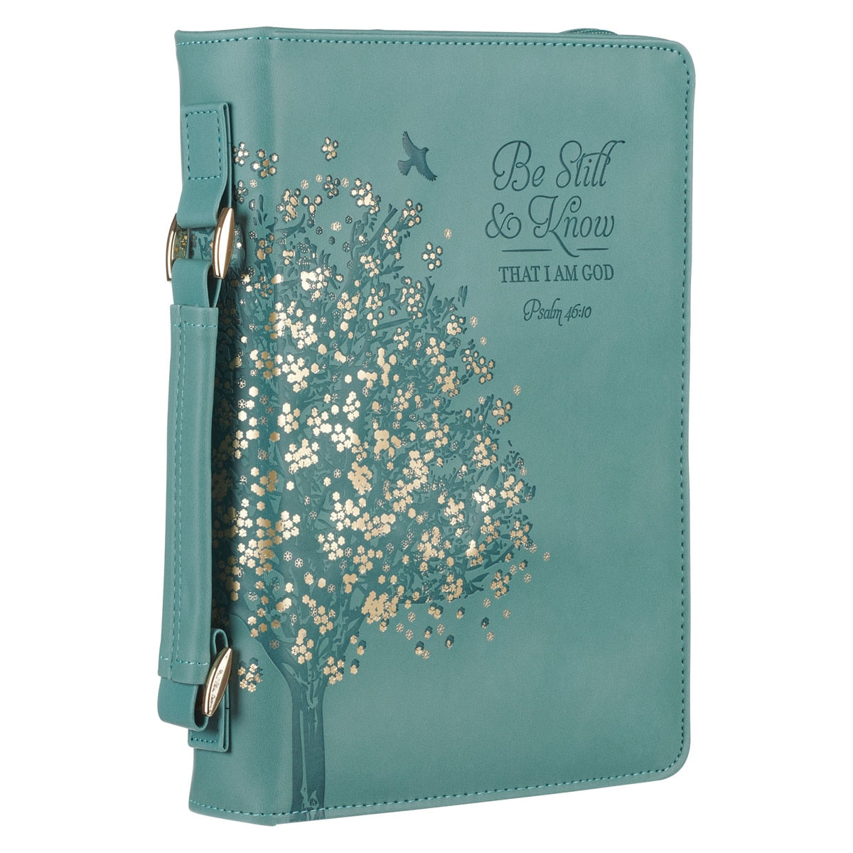 Be Still and Know Teal Faux Leather Fashion Bible Cover - Psalm 46:10