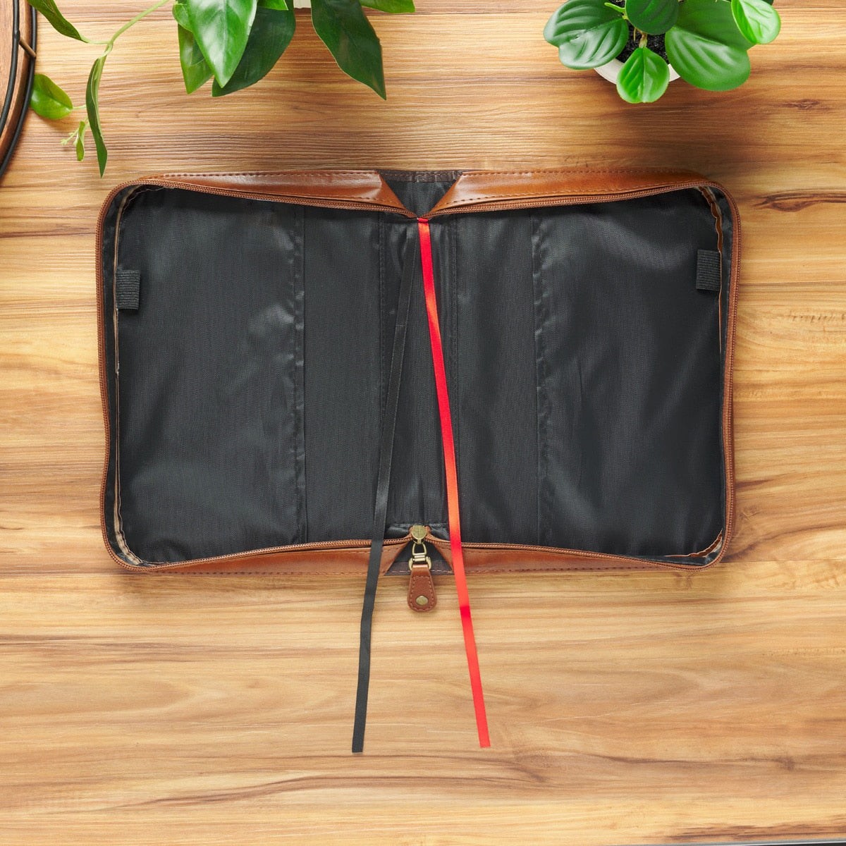 Man of God Honey-Brown and Espresso Faux Leather Bible Cover - 1 Timothy 6:11