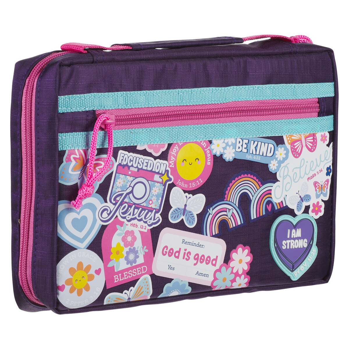 Shine For Jesus Stickers Purple Fashion Bible Cover - Proverbs 31:25