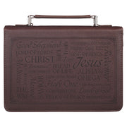 Names of Jesus Walnut Brown Faux Leather Classic Bible Cover - Isaiah 9:6