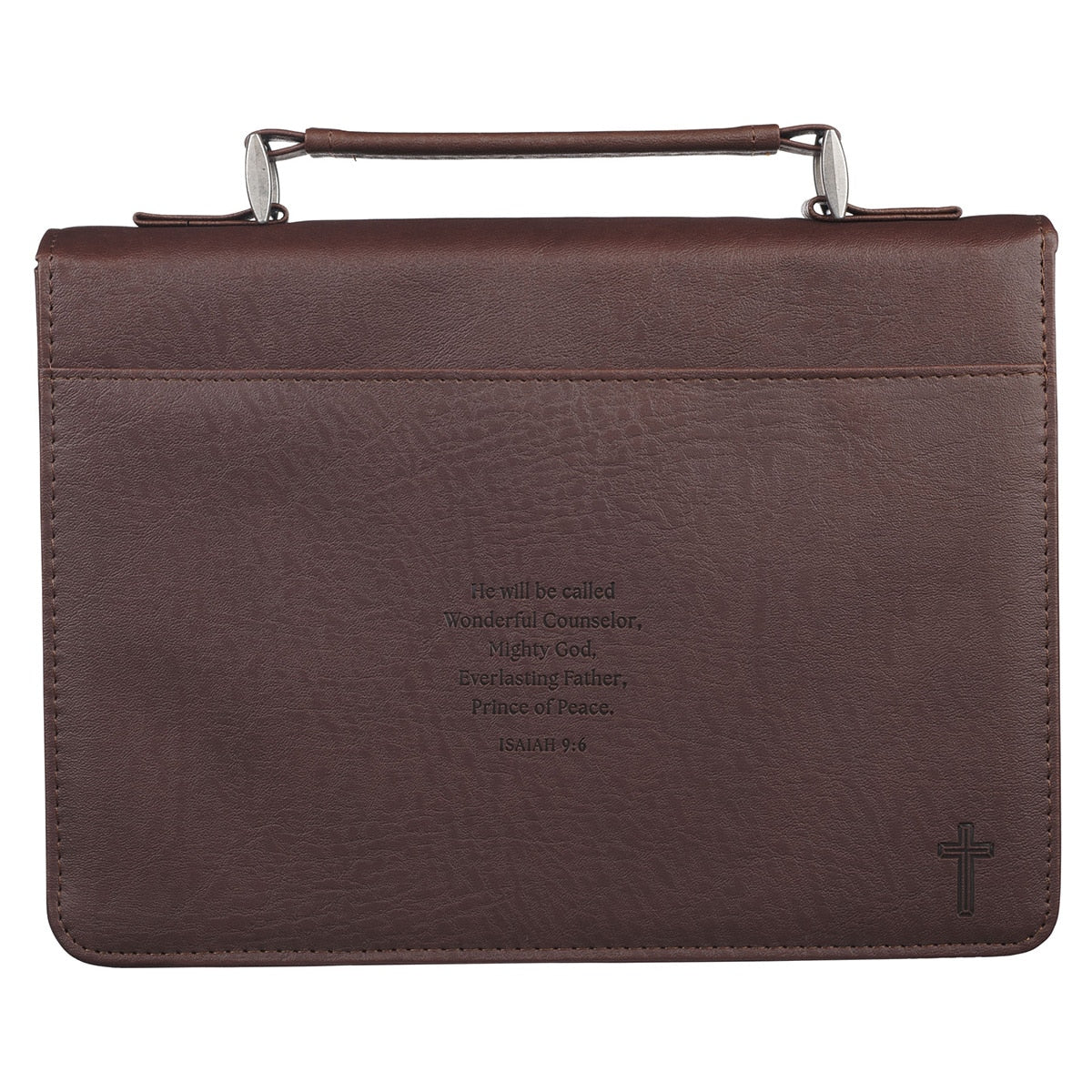 Names of Jesus Walnut Brown Faux Leather Classic Bible Cover - Isaiah 9:6