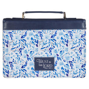 Trust in the Lord Blue Botany Faux Leather Bible Cover - Proverbs 3:5