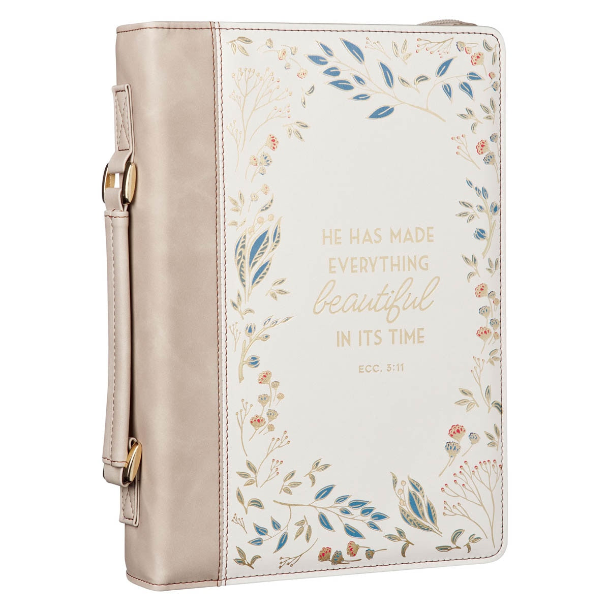 Everything Beautiful Taupe Faux Leather Bible Cover - Ecclesiastes 3:11