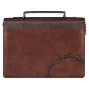 Crown of Thorns Brown Faux Leather Classic Bible Cover - Isaiah 53:3