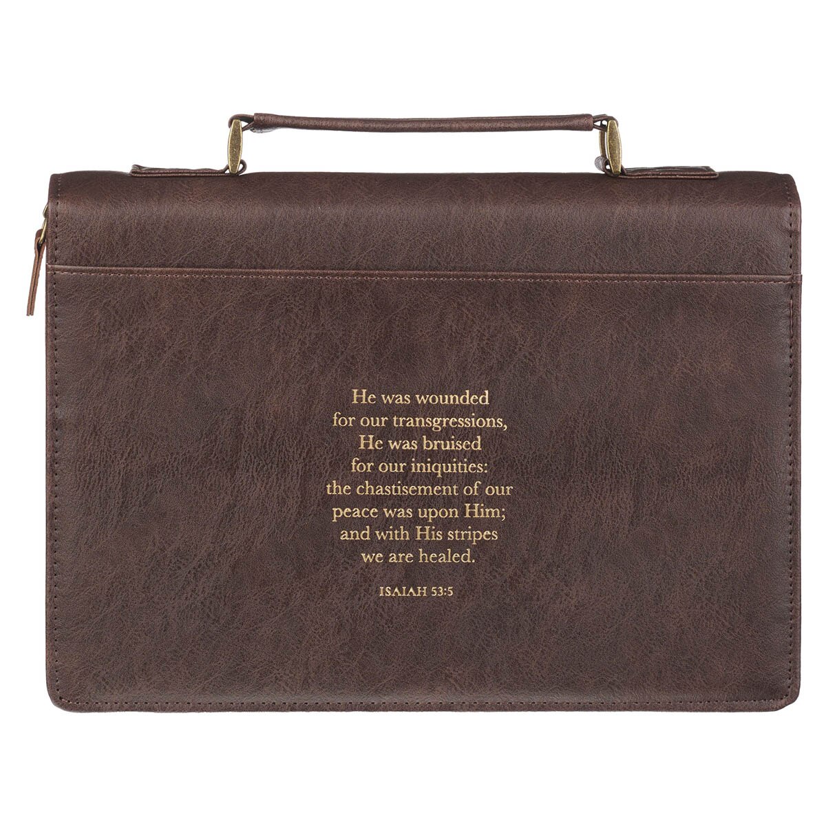 Crown of Thorns Brown Faux Leather Classic Bible Cover - Isaiah 53:3