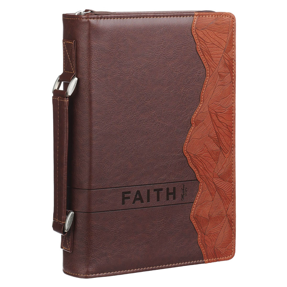 Faith Burnt Chestnut Brown Faux Leather Classic Bible Cover - Matthew 17:20