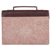 Everything Beautiful Blush Floral Faux Leather Fashion Bible Cover - Ecclesiastes 3:11