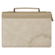 Amazing Grace Taupe Crown of Thorns Faux Leather Fashion Bible Cover - Isaiah 53:5