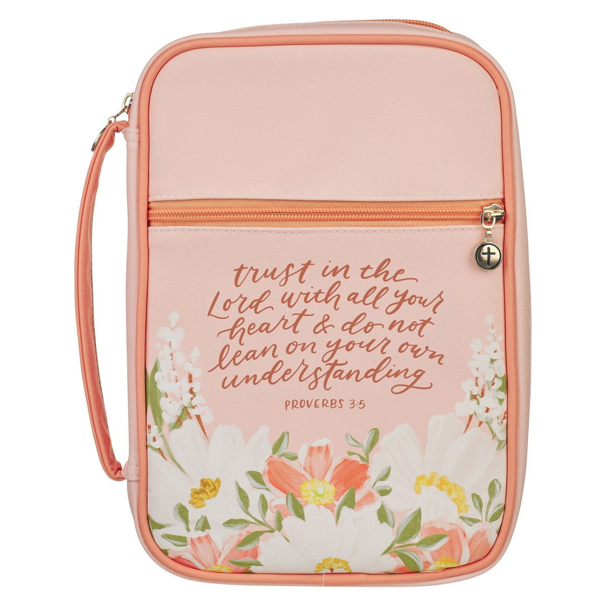 Trust in the Lord Peach Floral Faux Leather Fashion Bible Cover - Proverbs 3:5