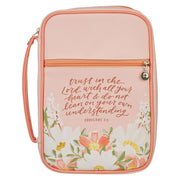 Trust in the Lord Peach Floral Faux Leather Fashion Bible Cover - Proverbs 3:5