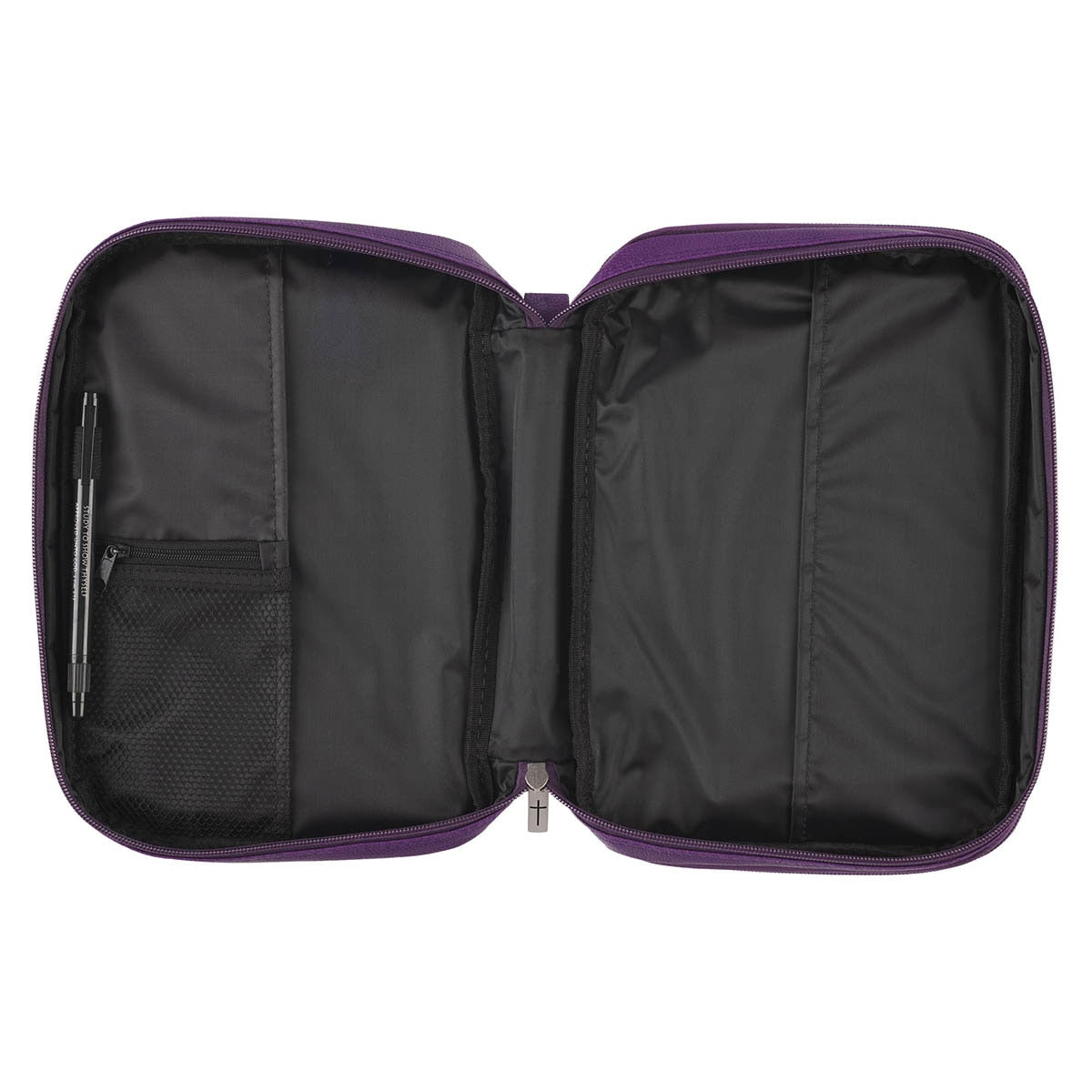 Two-fold Purple Faux Leather Organizer Bible Cover