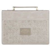 Sufficient Grace Taupe Wildflower Tapestry Faux Leather Fashion Bible Cover - 2 Corinthians 12:9