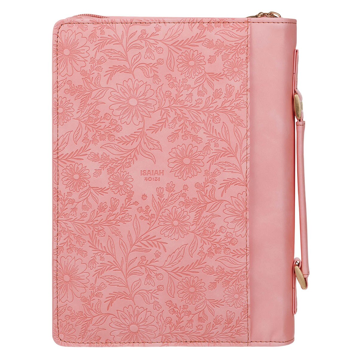 Those Who Trust Coral Pink Floral Faux Leather Classic Bible Cover - Isaiah 40:31