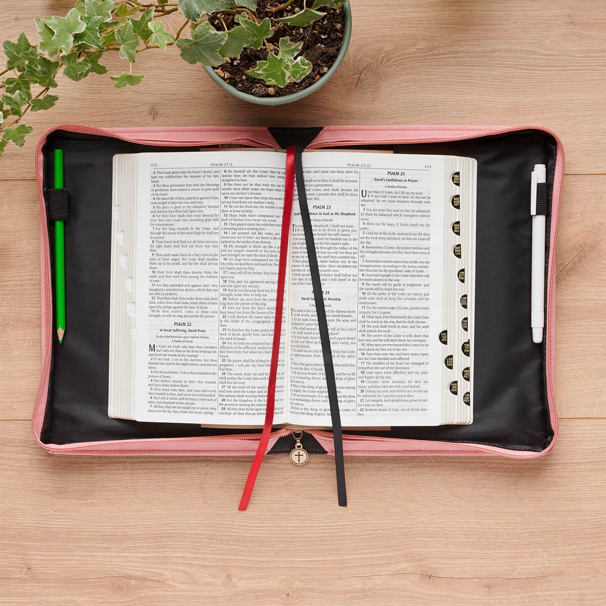 Those Who Trust Coral Pink Floral Faux Leather Classic Bible Cover - Isaiah 40:31