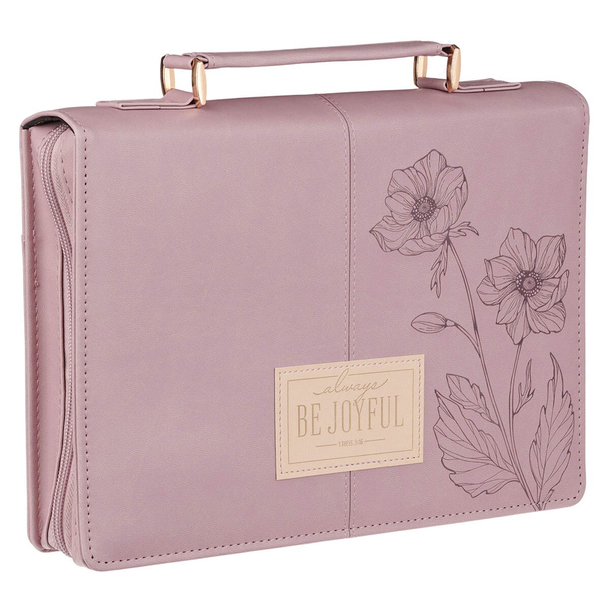 Always Be Joyful Dusty Mauve Faux Leather Fashion Bible Cover - 1 Thessalonians 5:16