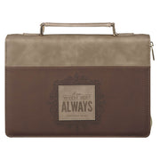 I Am With You Always Tan and Brown Faux Leather Classic Bible Cover - Matthew 28:20
