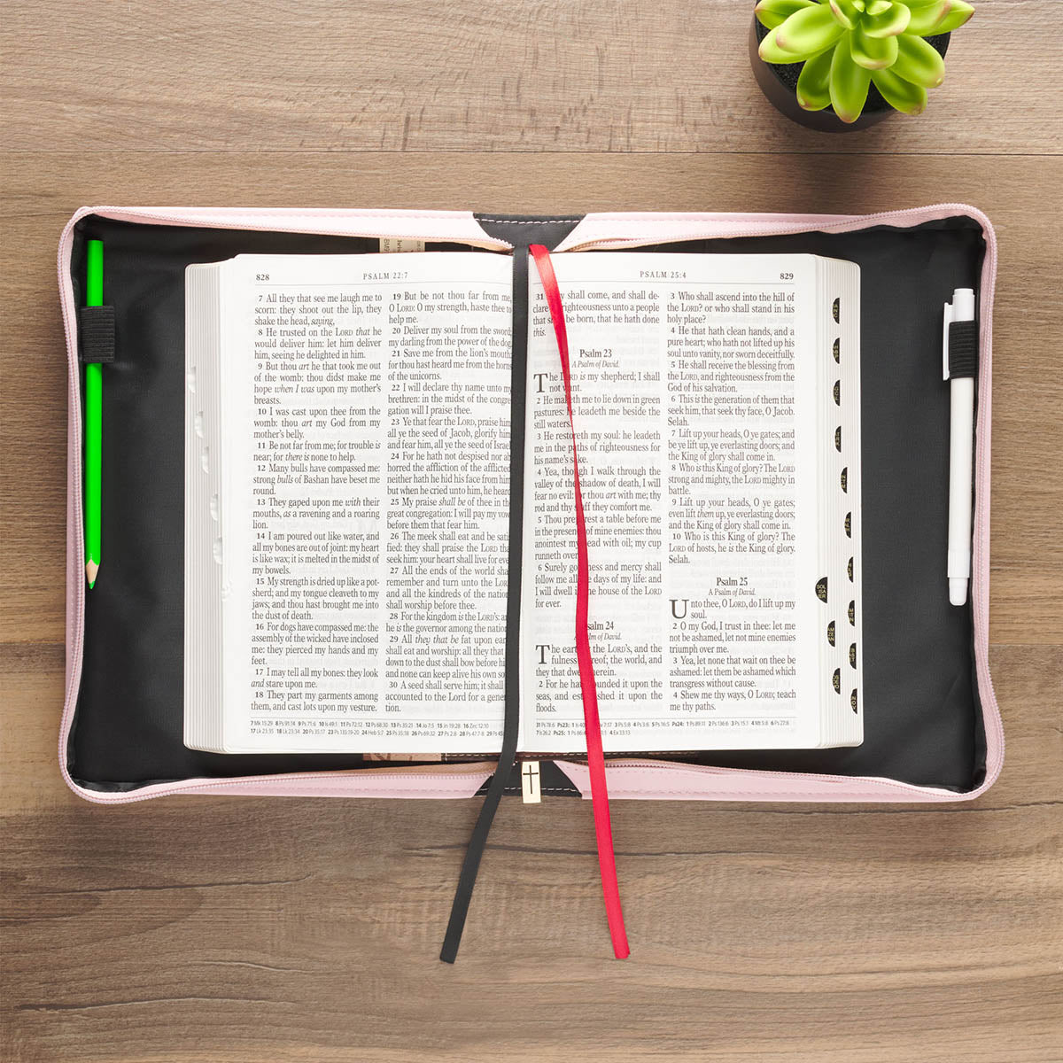 Under His Wings Pink Faux Leather Fashion Bible Cover - Psalm 91:4