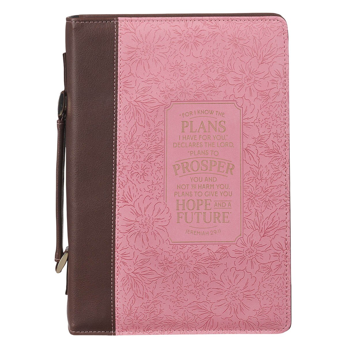 Plans to Prosper Pink and Brown Faux Leather Fashion Bible Cover - Jeremiah 29:11