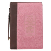 Plans to Prosper Pink and Brown Faux Leather Fashion Bible Cover - Jeremiah 29:11
