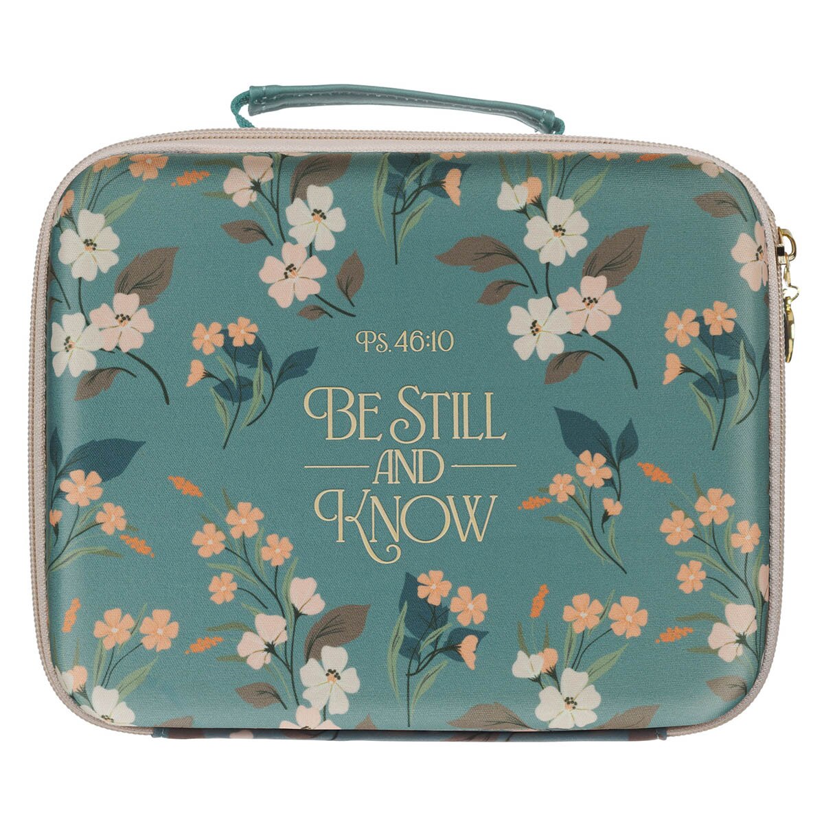 Be Still and Know Teal Two-fold Organizer Bible Case - Psalm 46:10
