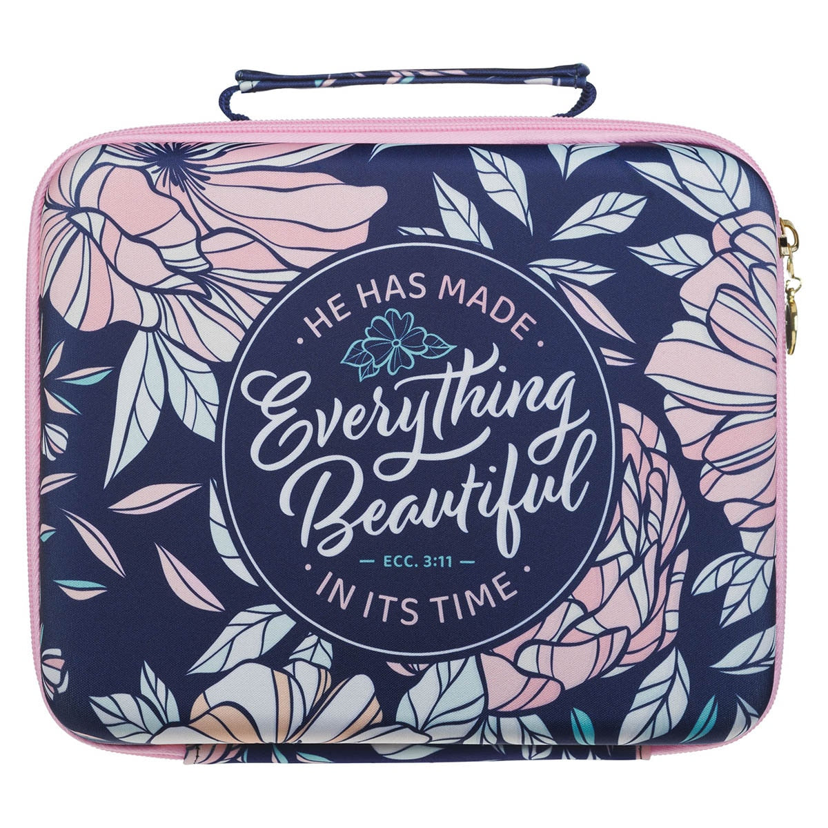 Everything Beautiful Navy Floral Two-fold Organizer Bible Case - Ecclesiastes 3:11