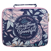 Everything Beautiful Navy Floral Two-fold Organizer Bible Case - Ecclesiastes 3:11