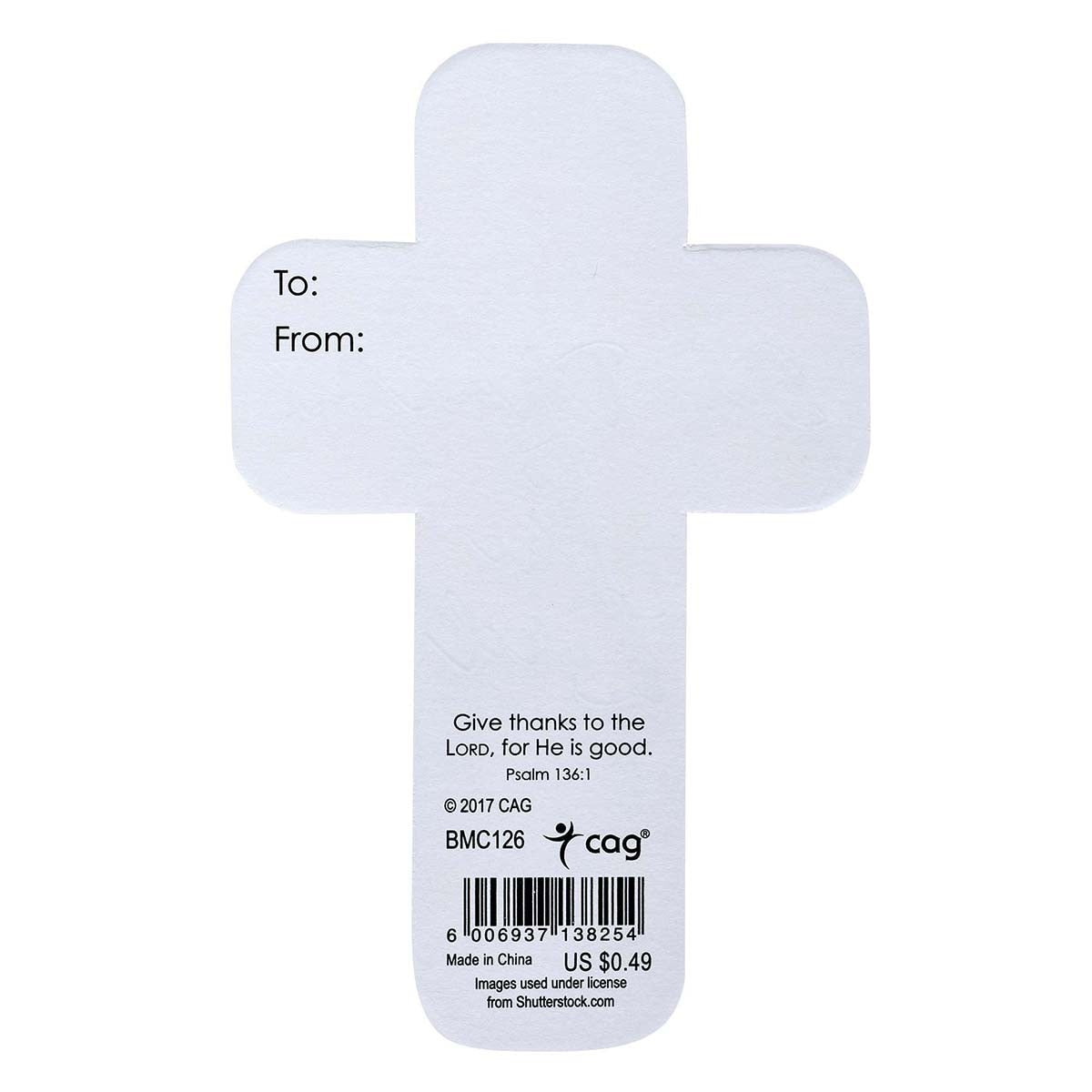 Give Thanks to the Lord Paper Cross Bookmark - Psalm 136:1