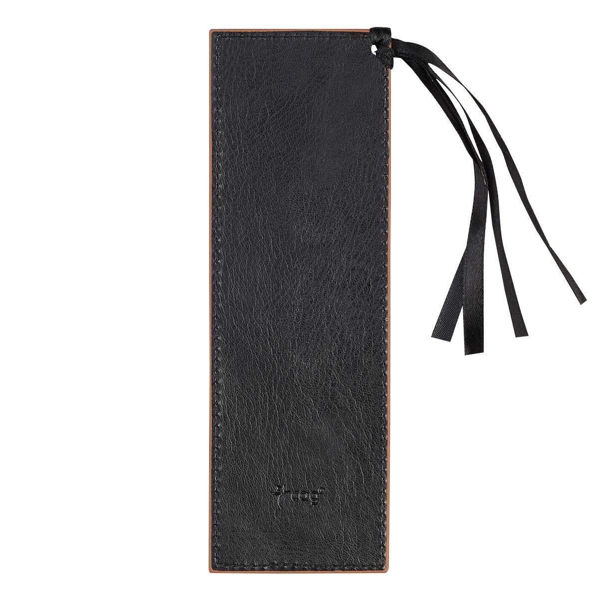 Strong & Courageous Black and Tan Faux Leather Bookmark - Joshua 1:9