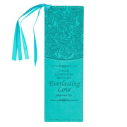 Everlasting Love Teal Faux Leather Bookmark -  Jeremiah 31:3