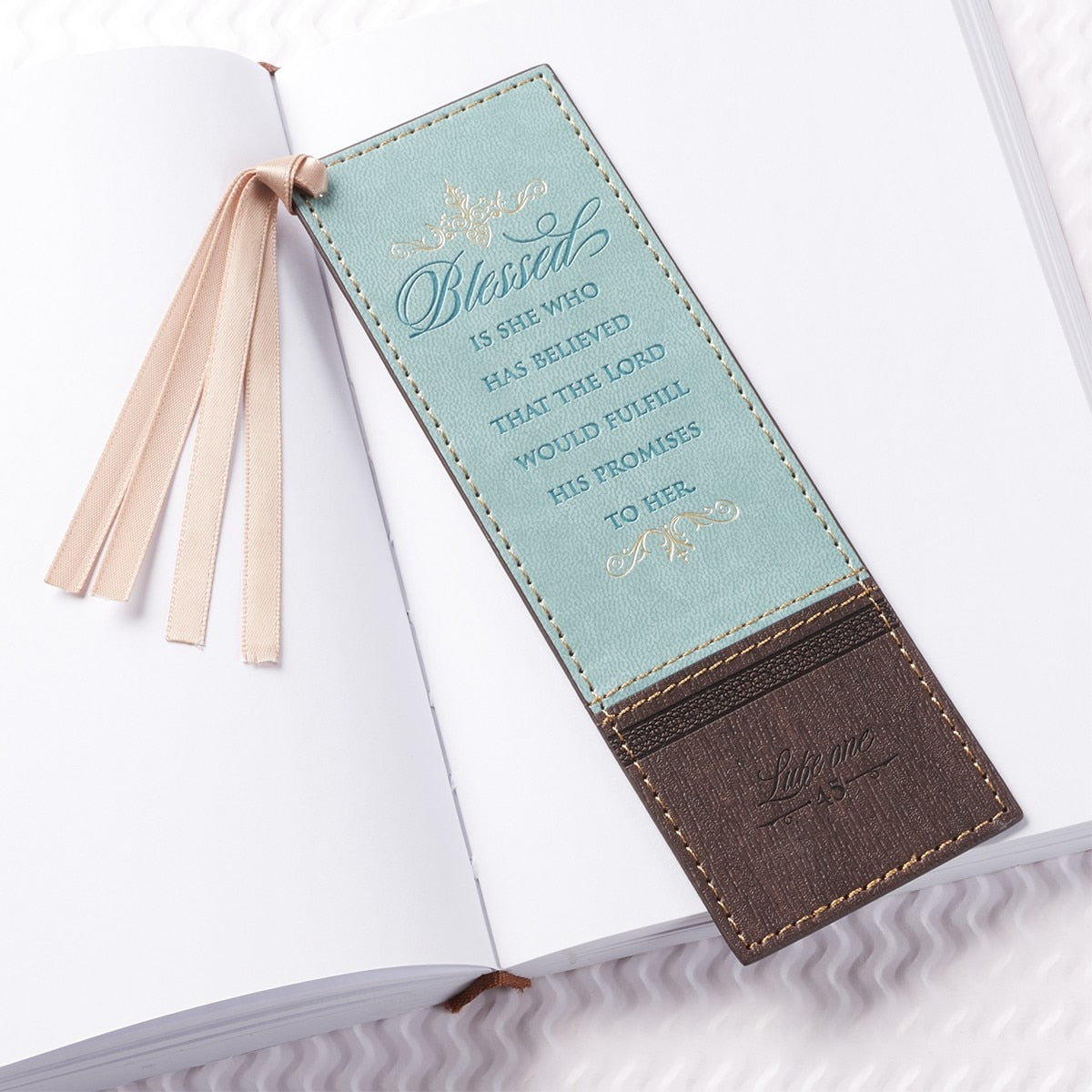 Blessed Is She Who Has Believed Faux Leather Bookmark - Luke 1:45