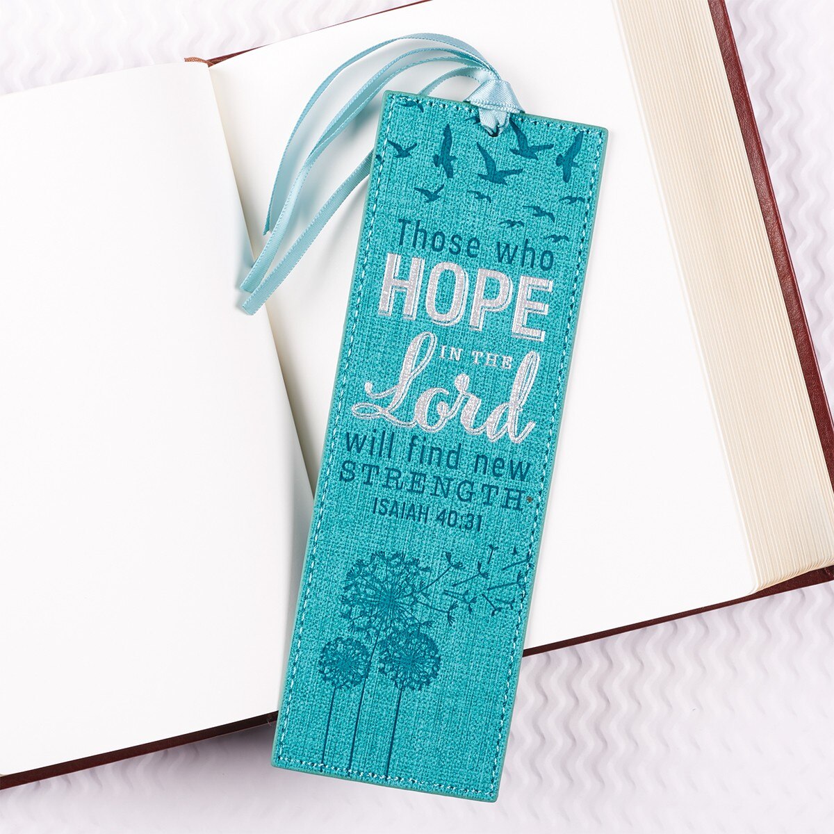 Hope in the Lord Teal Faux Leather Bookmark - Isaiah 40:31