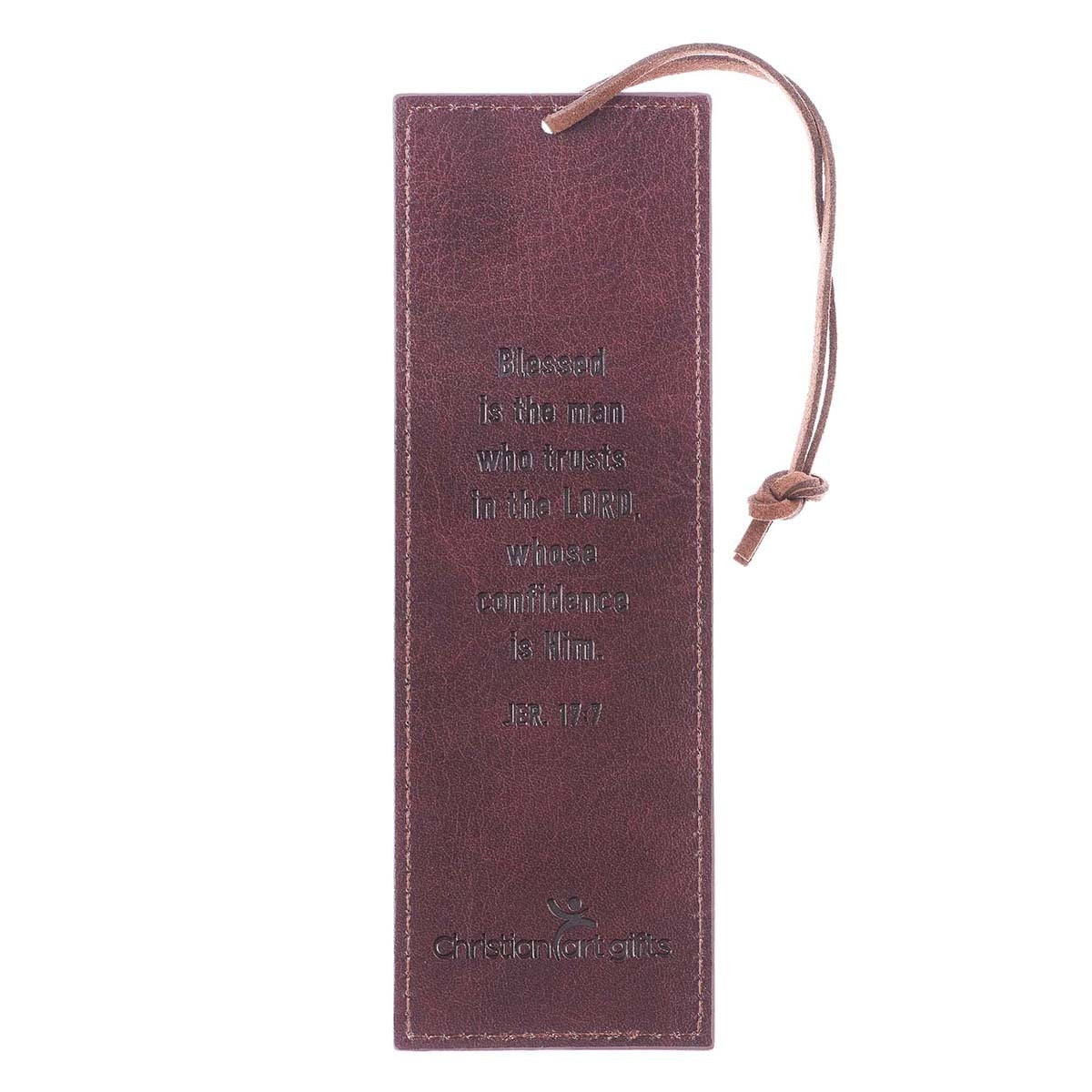 Blessed Man Two-Tone Faux Leather Bookmark - Jeremiah 17:7