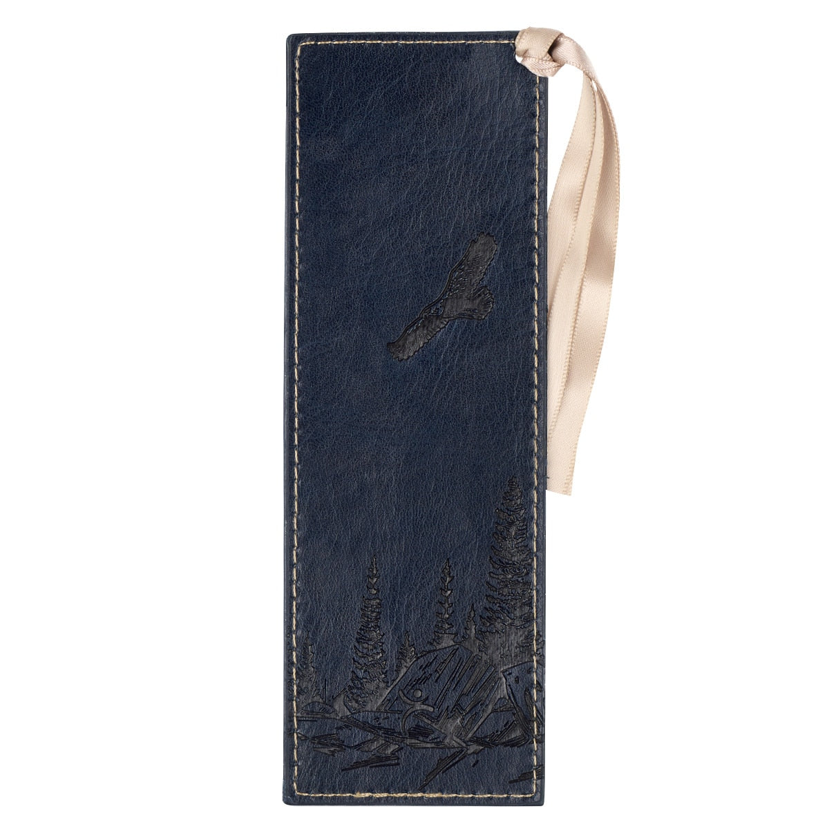 On Eagle's Wings Navy Blue  Faux Leather Bookmark - Isaiah 40:31