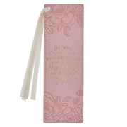 Under His Wings Pink Faux Leather Bookmark - Psalm 91:4