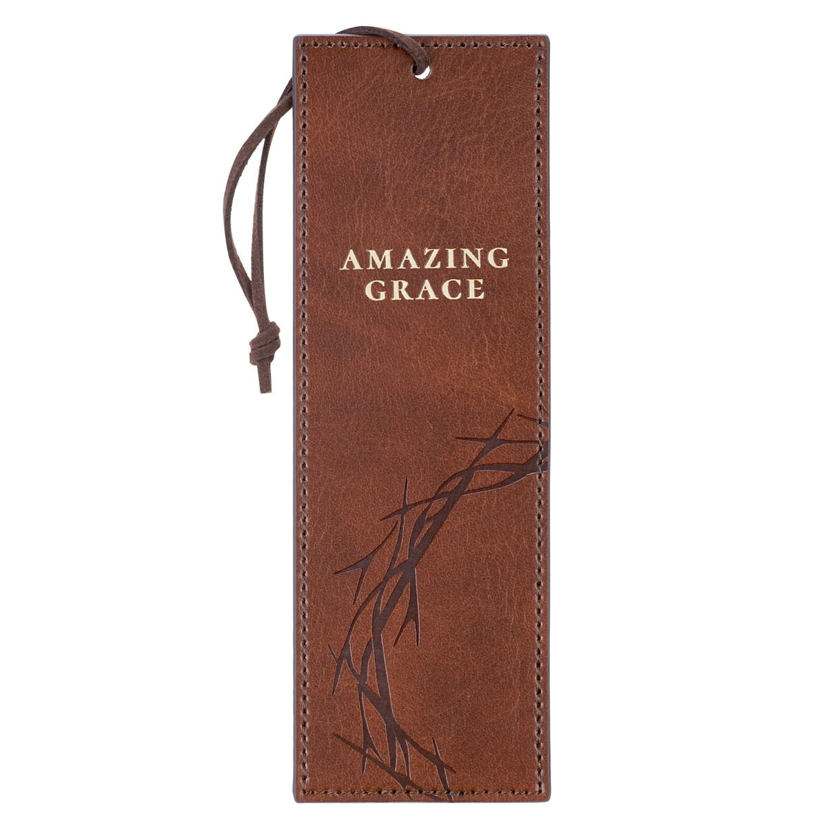 Amazing Grace Honey-brown Faux Leather Bookmark - Isaiah 53:3