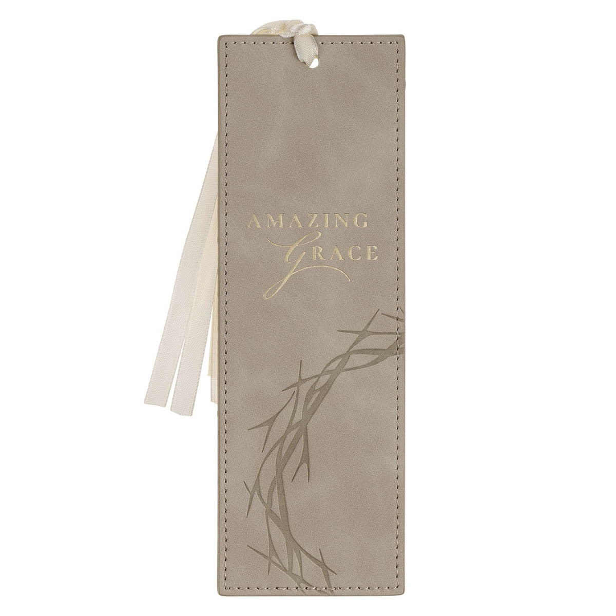 Amazing Grace Taupe Faux Leather Bookmark - Isiah 53:5
