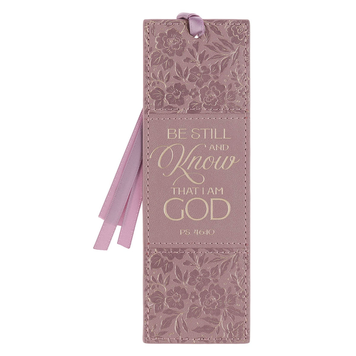 Be Still and Know Dusty Mauve Faux Leather Bookmark - Psalm 46:10