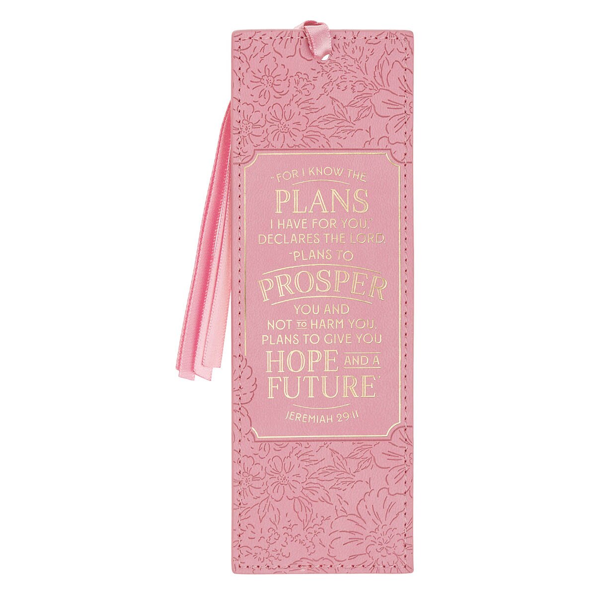 For I Know the Plans Sunset Pink Faux Leather Bookmark - Jeremiah 29:11